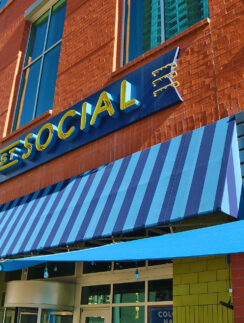 a building with a sign on the front