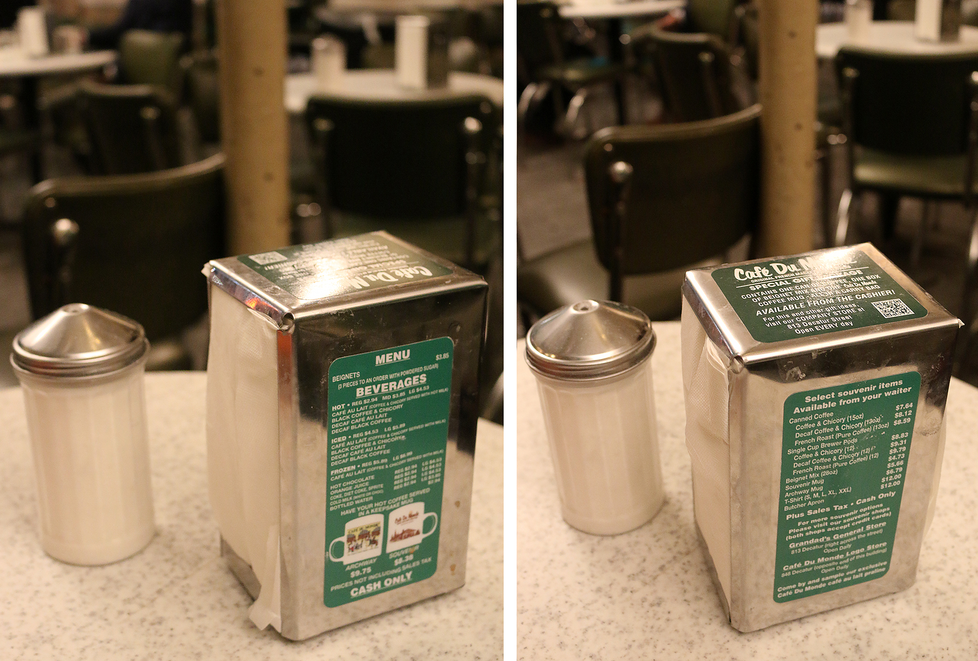 a salt shaker and a box on a table