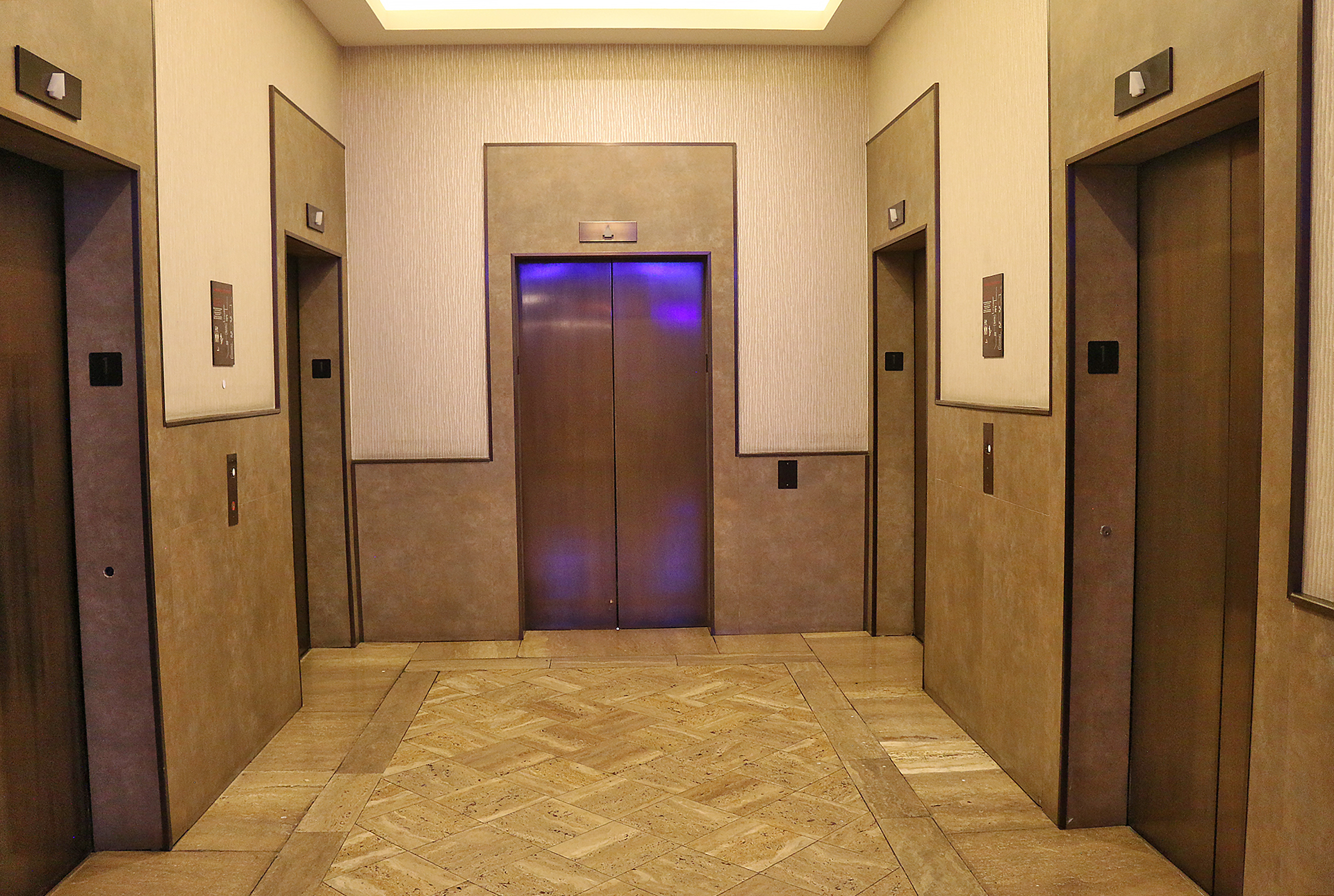 an elevator doors in a room