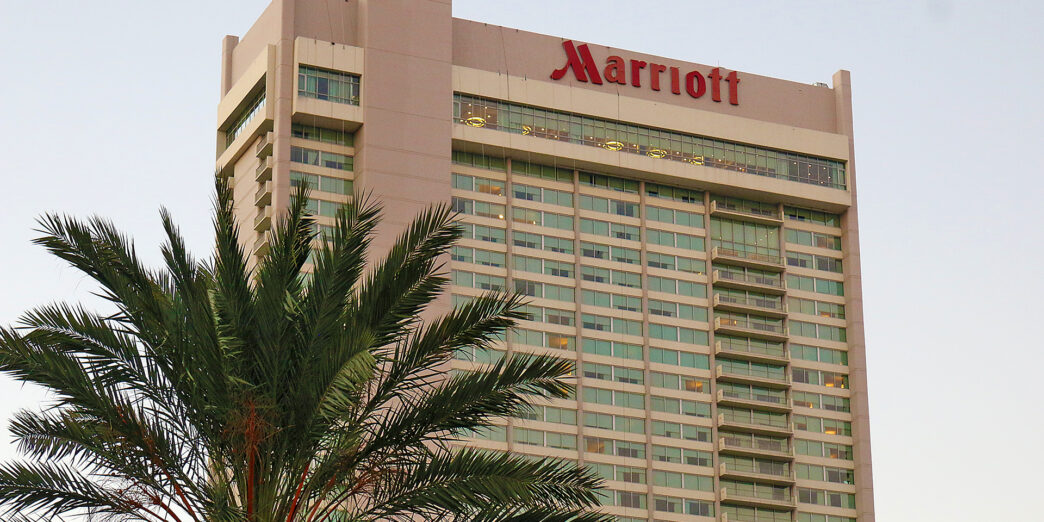 a building with a palm tree