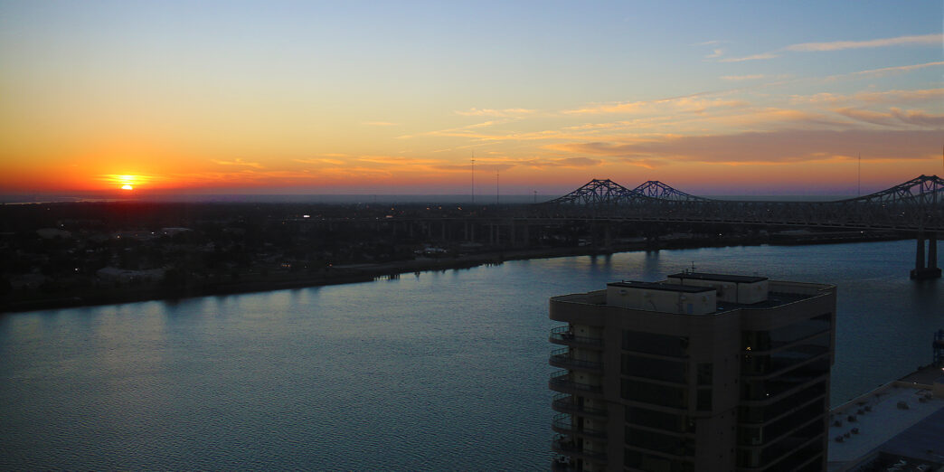 Crescent City Connection Bridges New Orleans Sunrise
