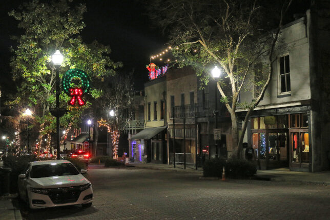 a street with a car parked on it