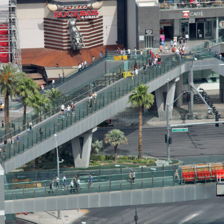 a group of people on a walkway