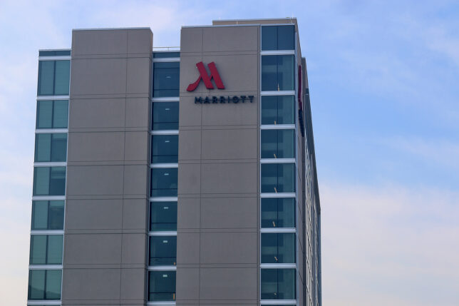 a building with a logo on it