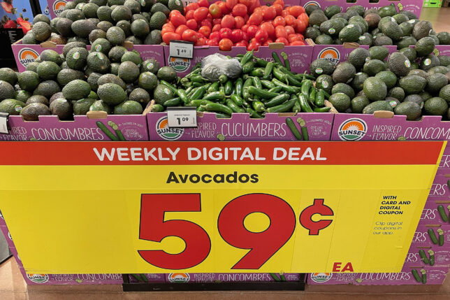 a display of vegetables in a store