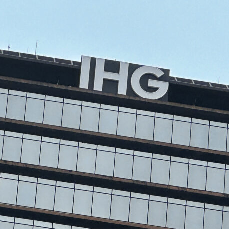 a building with a sign on top