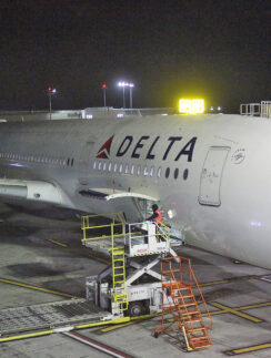 a large airplane at an airport