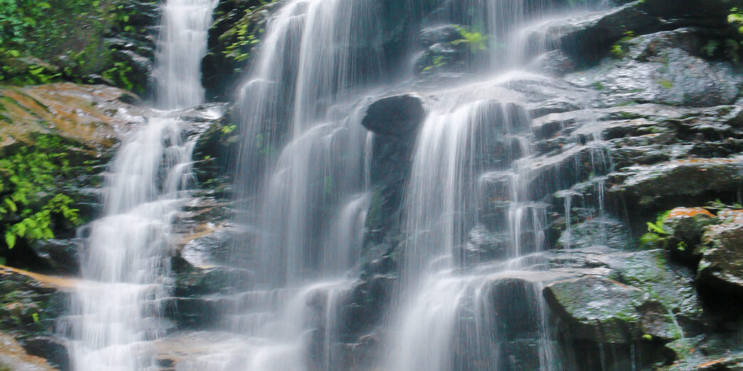 a waterfall in the forest