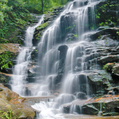 a waterfall in the forest