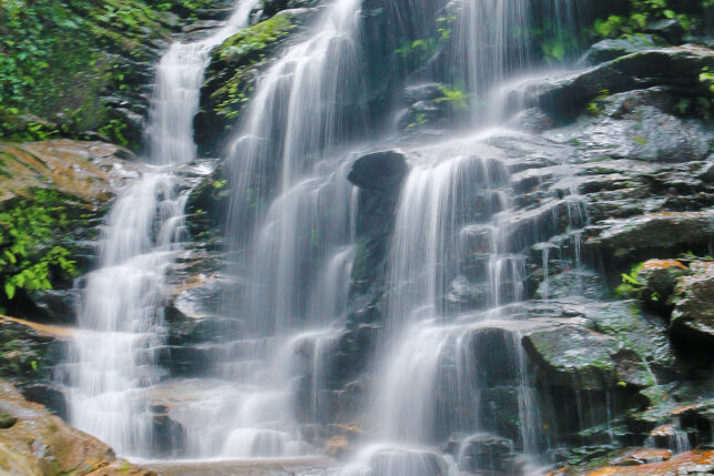 a waterfall in the forest
