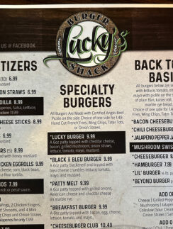 a menu of a restaurant