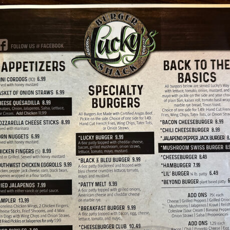 a menu of a restaurant