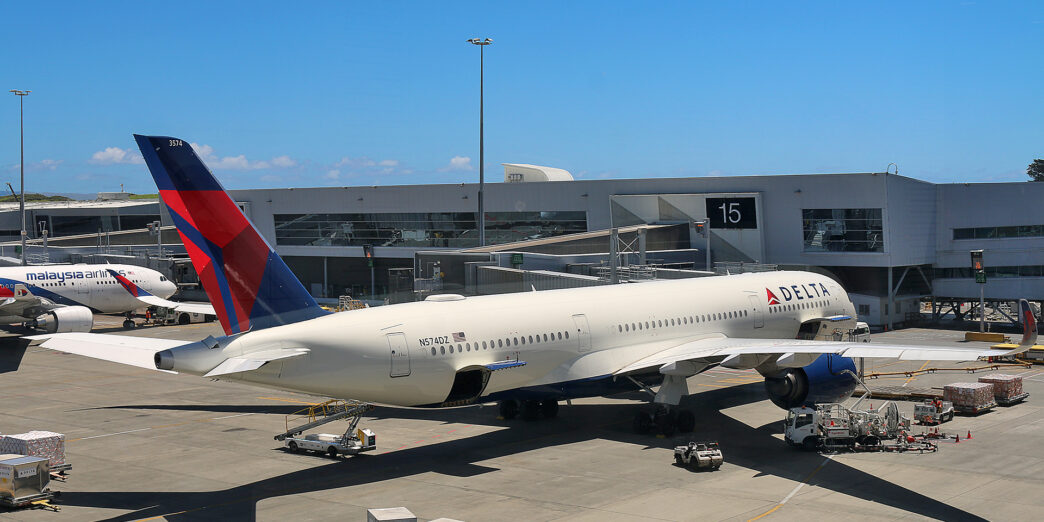 a large airplane parked at an airport