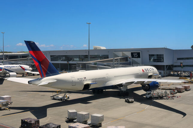 a large airplane parked at an airport