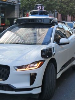 a white car with a light on top