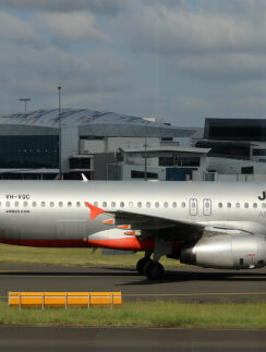 a plane on the runway