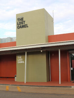 a building with a sign on the side