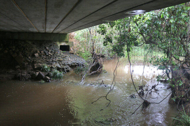 a river under a bridge