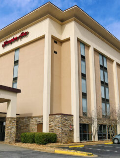 a building with a welcome sign
