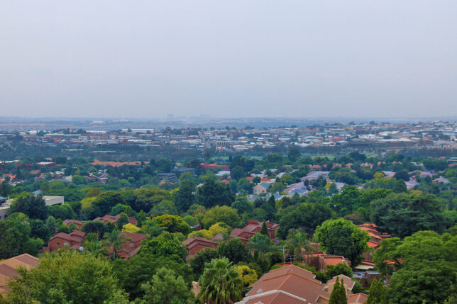 a city with trees and buildings