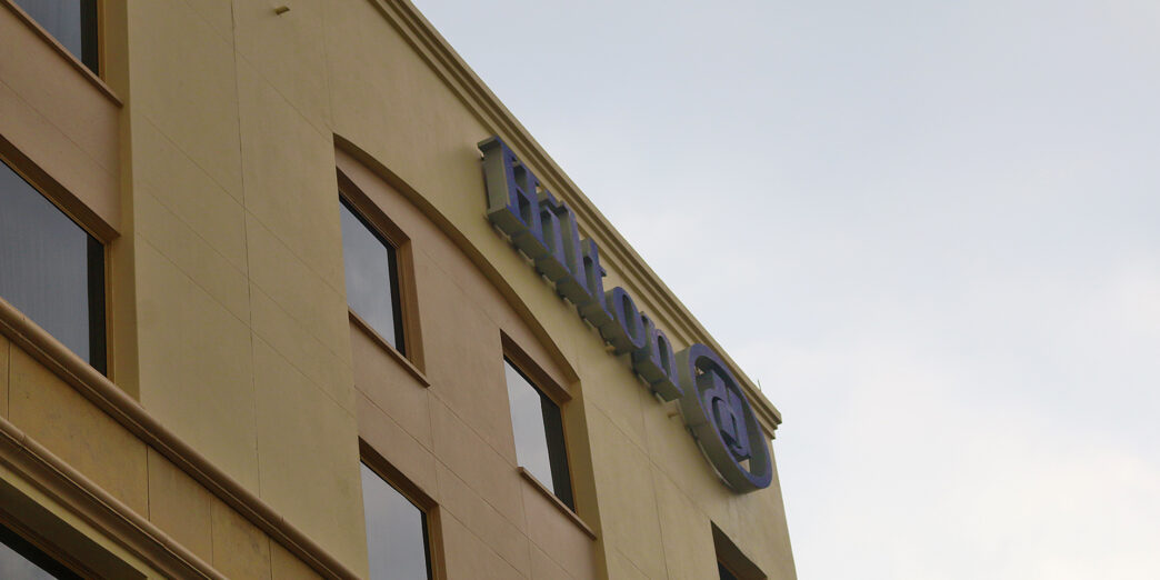 a building with a sign on it