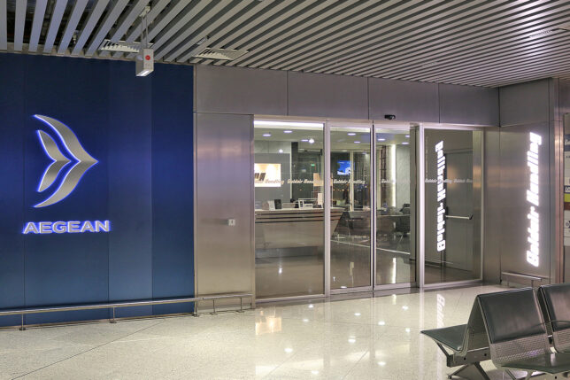 a glass doors in a building