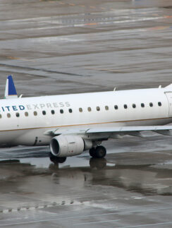 a plane on the runway