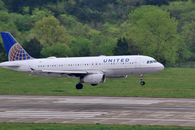 a plane taking off from a runway