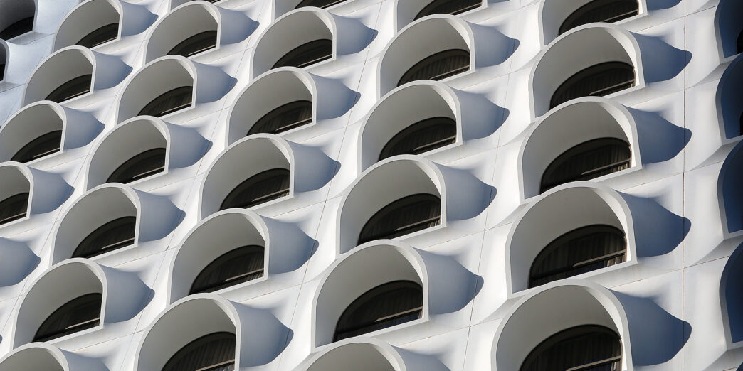 a white building with many windows