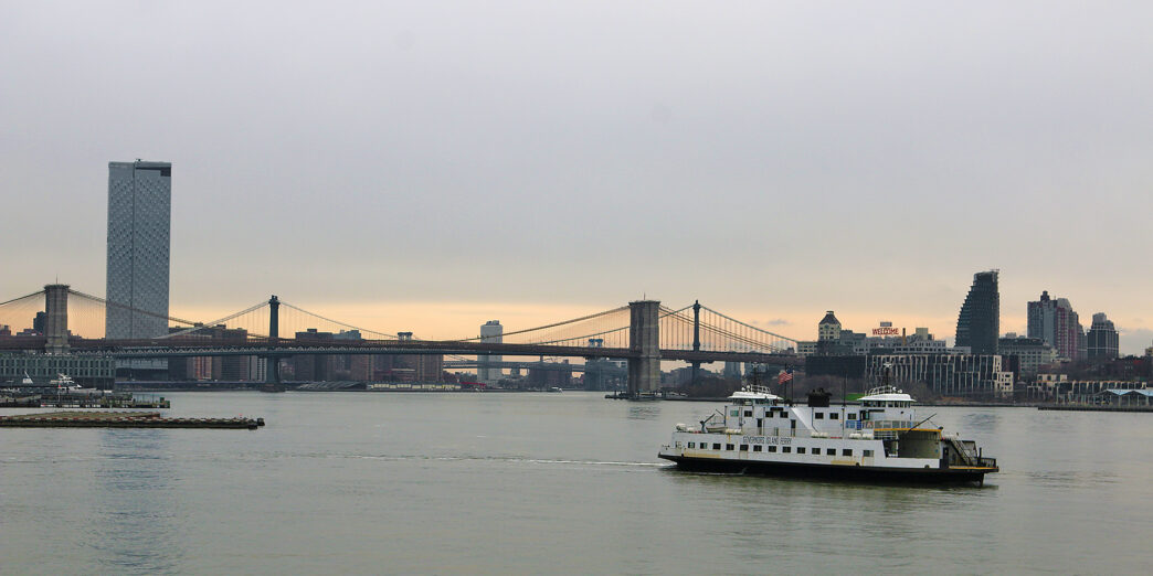 a ferry boat on the water