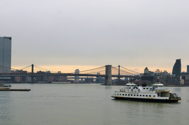 a ferry boat on the water
