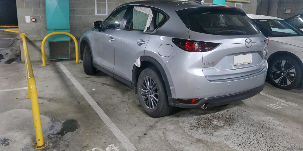 a car parked in a parking lot