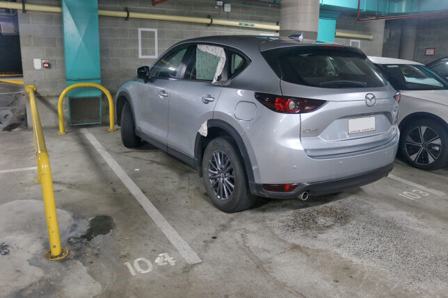 a car parked in a parking lot