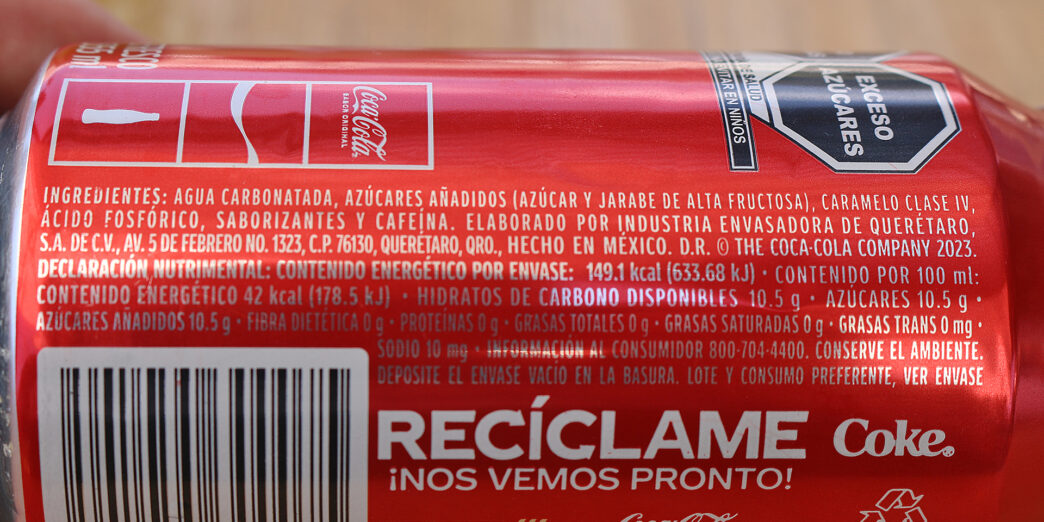 a close up of a red can