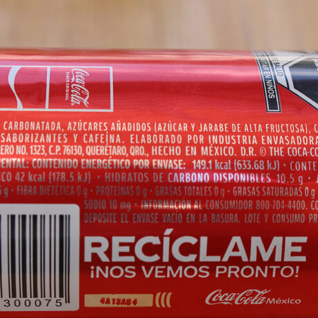 a close up of a red can