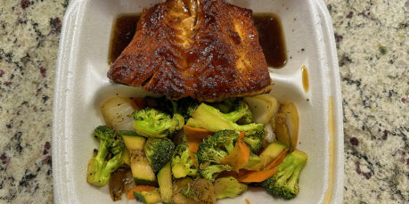 a food in a styrofoam container