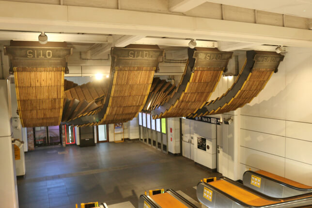 a escalators in a building