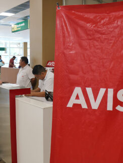 a man standing at a counter
