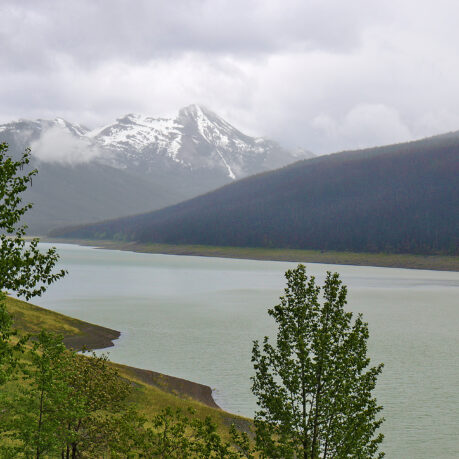 a lake surrounded by mountains