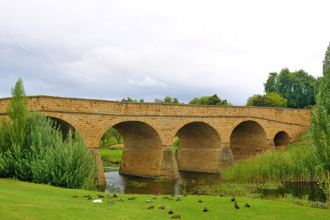Richmond Bridge with arches over water