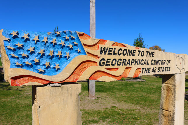 a sign with a flag on it