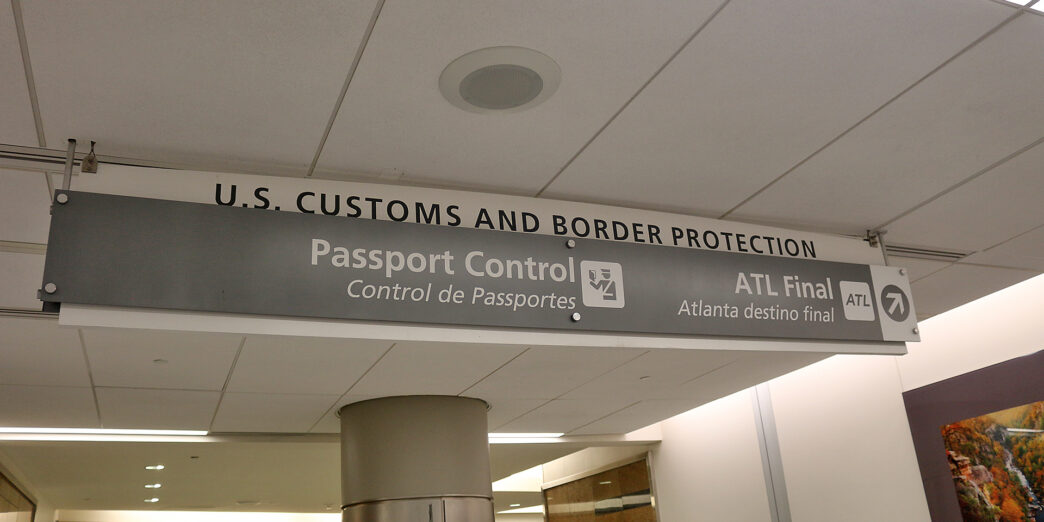 a sign on the ceiling of a building