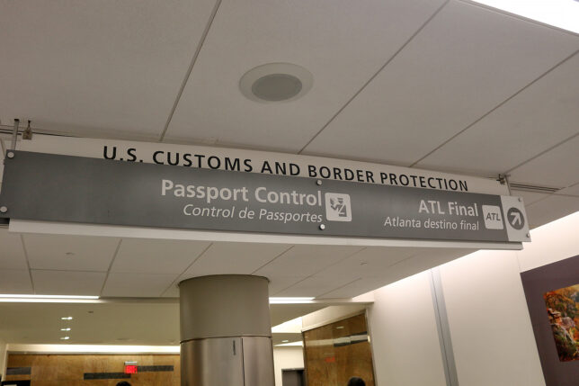 a sign on the ceiling of a building