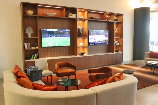 a room with a television and a couch