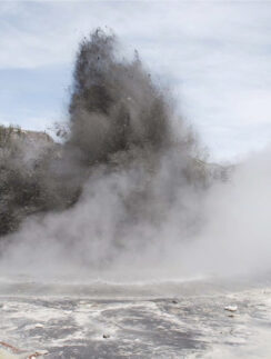 a black explosion in a lake