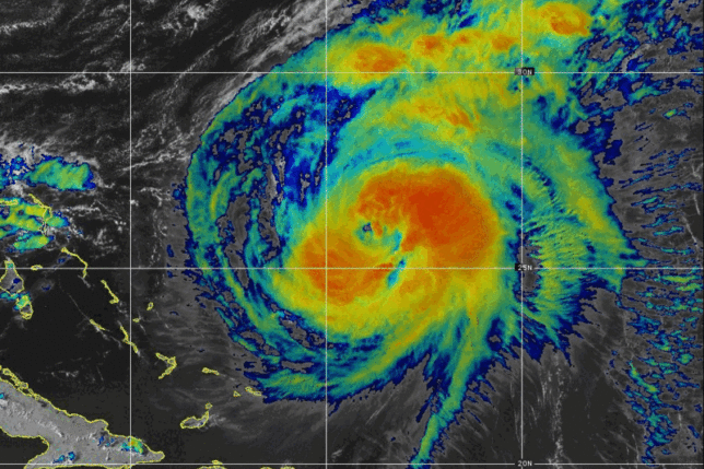 a satellite image of a hurricane