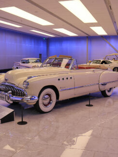 a group of cars in a room