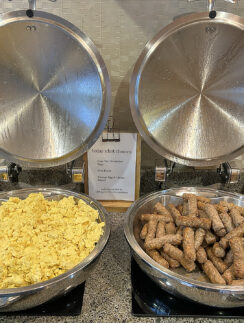 a group of bowls of food