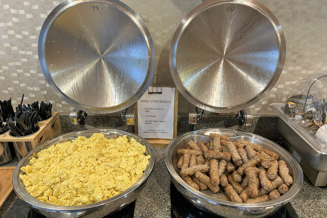 a group of bowls of food