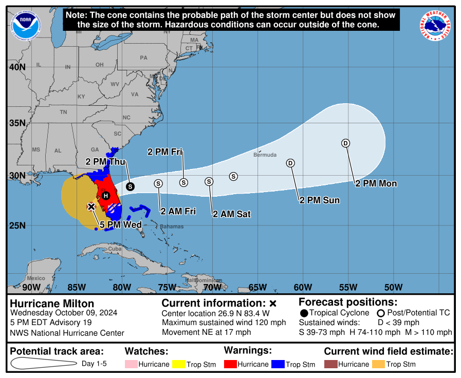 a map of the hurricane